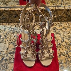 Christian Louboutin Nude Heels with Metallic Accents